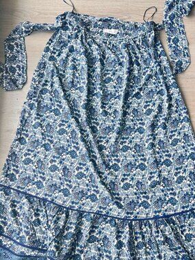 Mango Blue Floral Viscose Maxi Dress | Boho Summer Dress | Size S